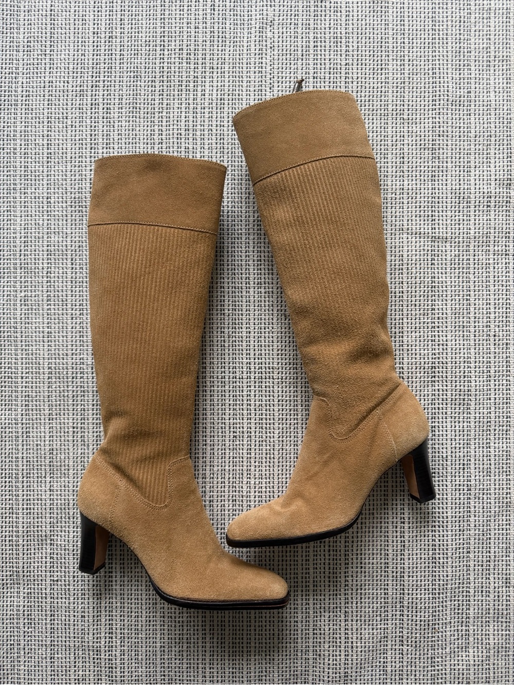 Vintage Y2K Lauren Ralph Lauren Davida Tan Suede Corduroy Tall Boots